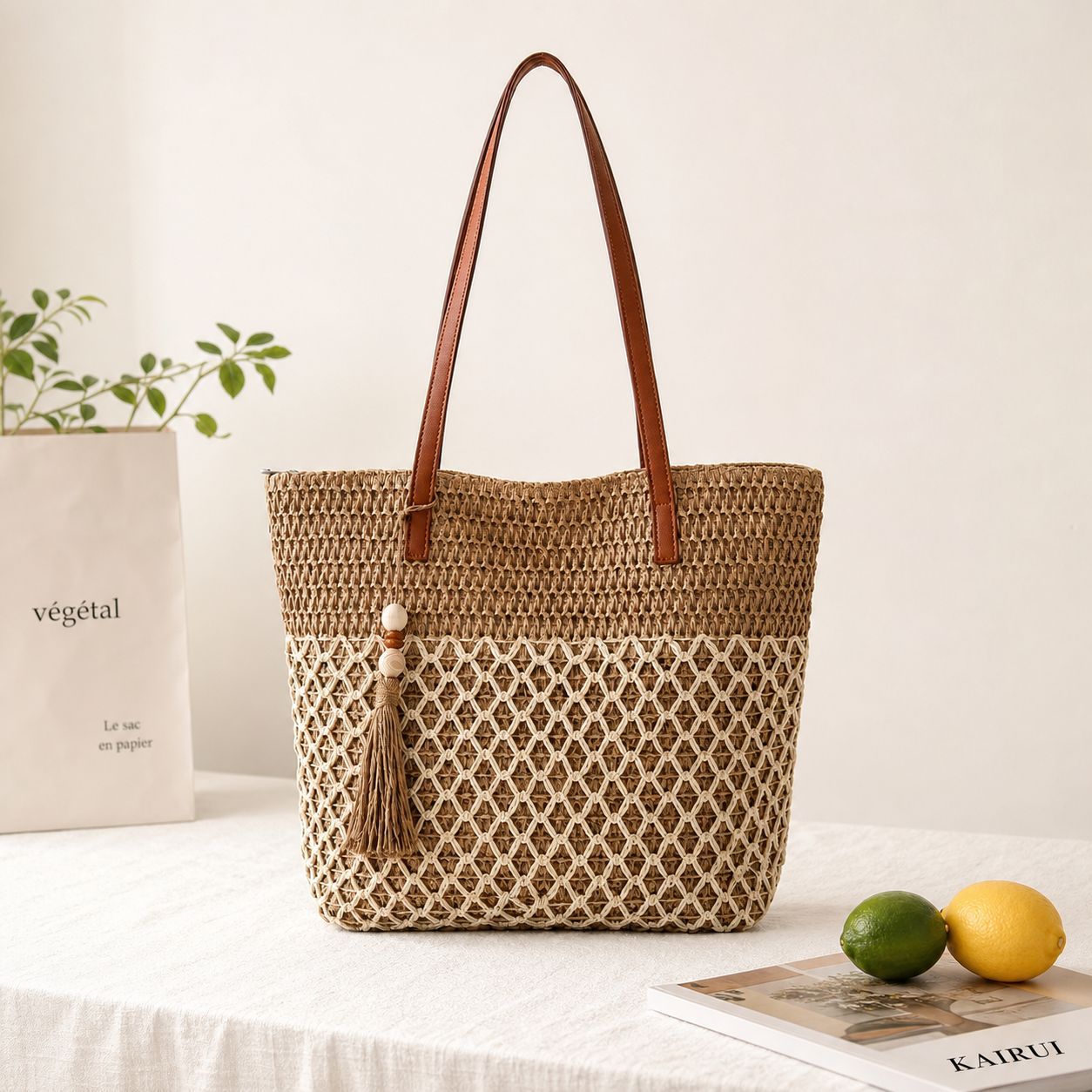 Sommerliche Makramee Schultertasche Brehn