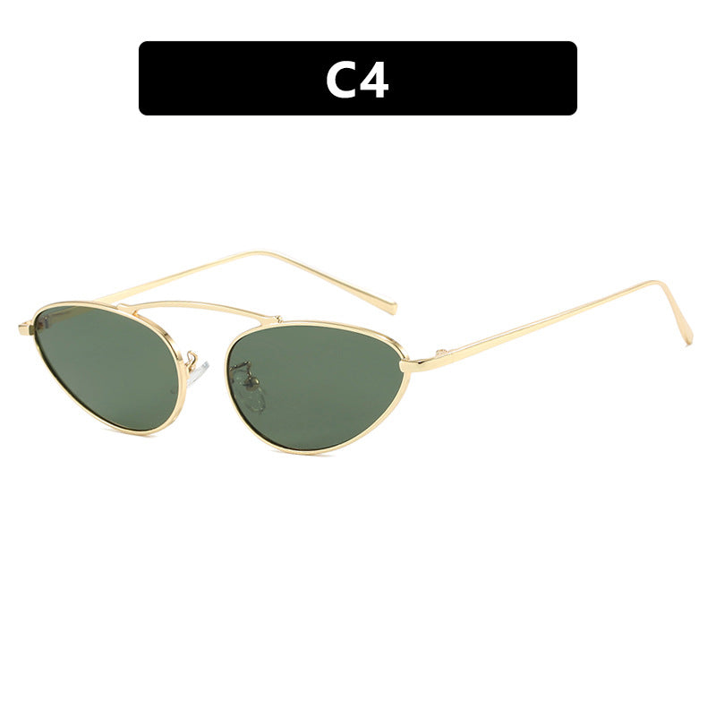 Damen trendige Cat-Eye Sonnenbrille mit schmalem Metallrahmen Brehn