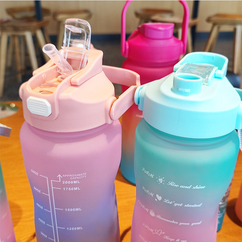 Damen ergonomische Wasserflasche mit Motivationsmarkierungen Brehn