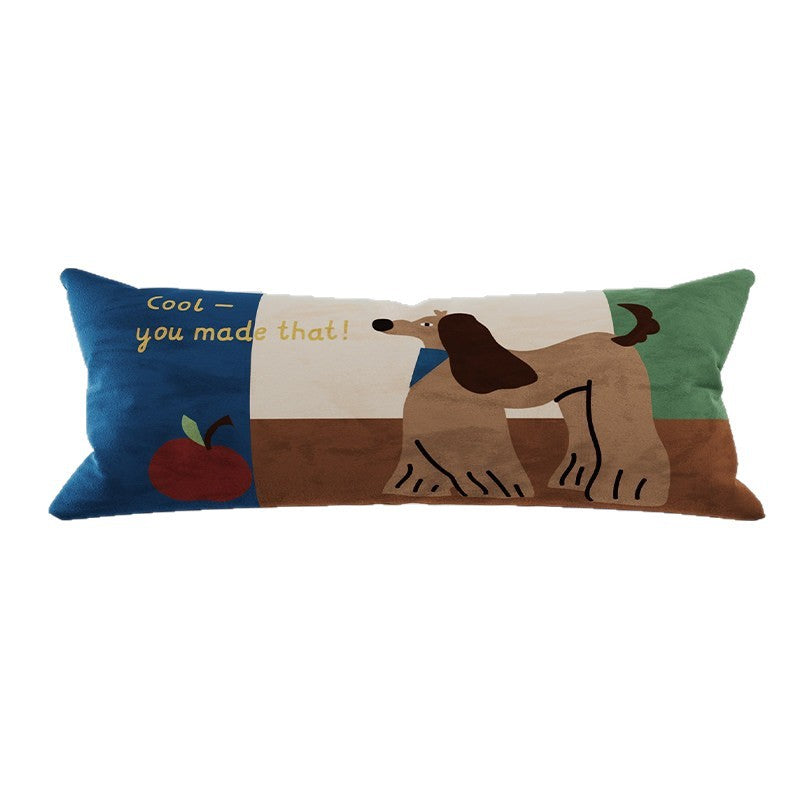 Decorative Lumbar Throw Pillow with Playful Cat Illustration and Motivational Text