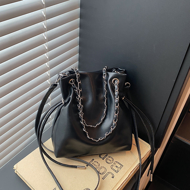 WoChic Lässige Leder Bucket Bag Brehn
