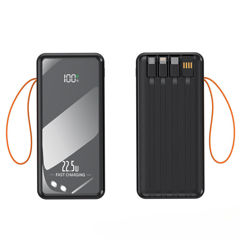Multifunktionale Powerbank mit integrierten Ladekabeln und digitaler Anzeige Brehn