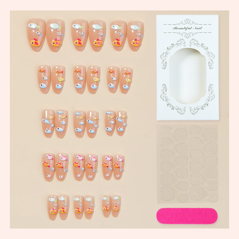 Künstlerisches Fisch-Themen Press-On Nail Set Brehn
