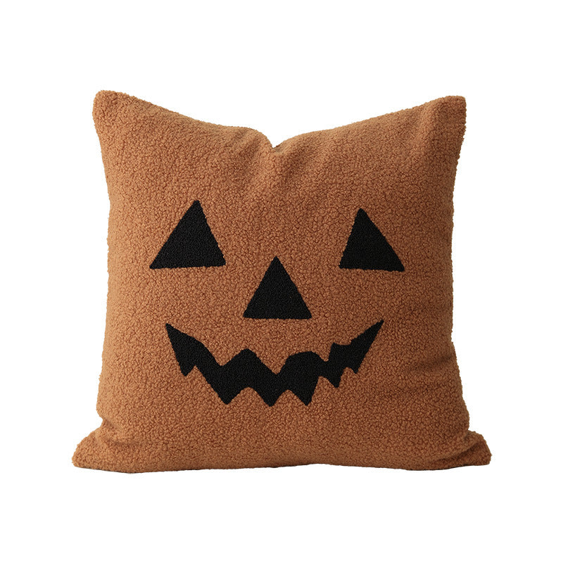 Quadratisches Dekoratives Kissen mit gesticktem Halloween‑Gespenst und Bouclé‑Oberfläche Brehn