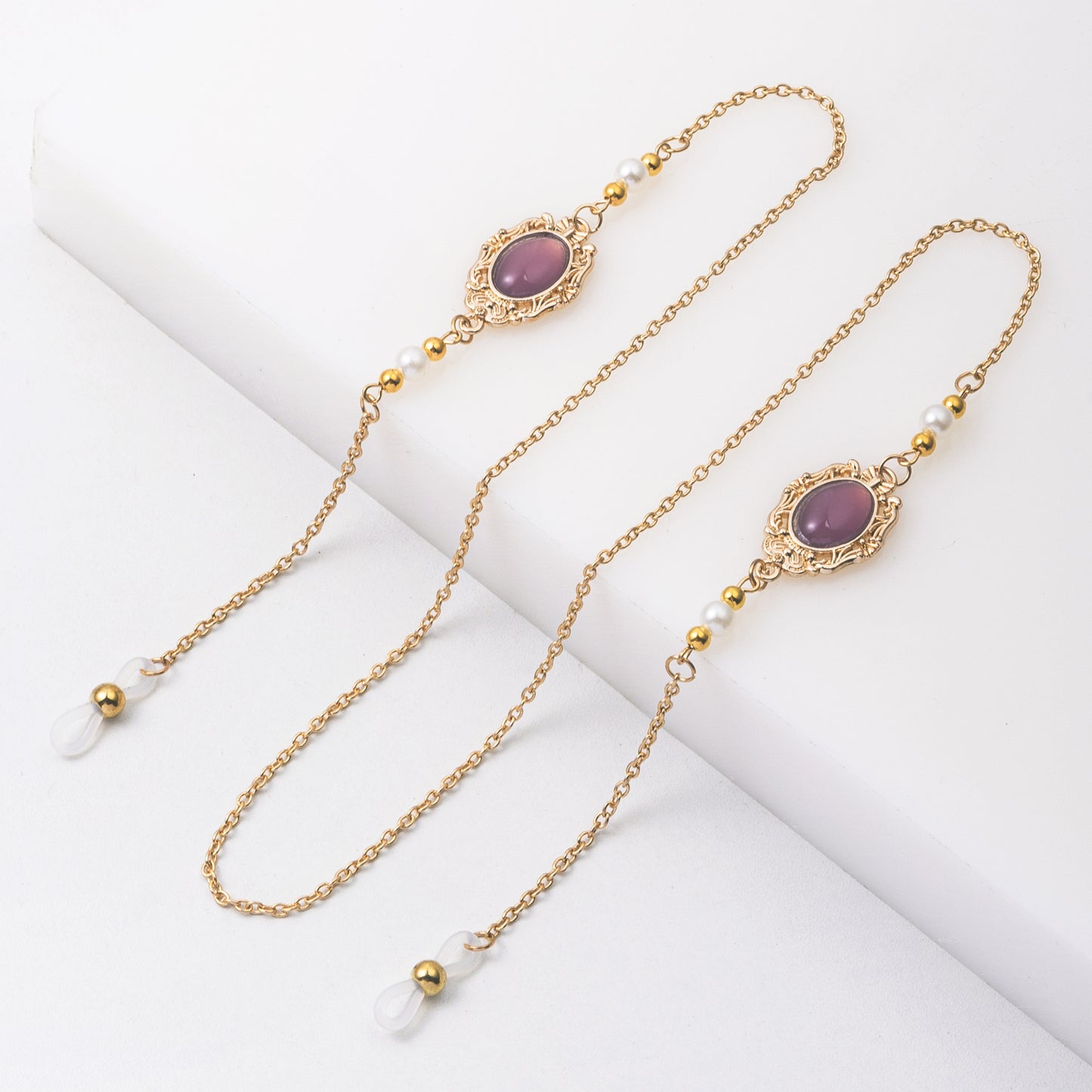 Elegante Brillen Kette mit dekorativen Edelsteinen Brehn