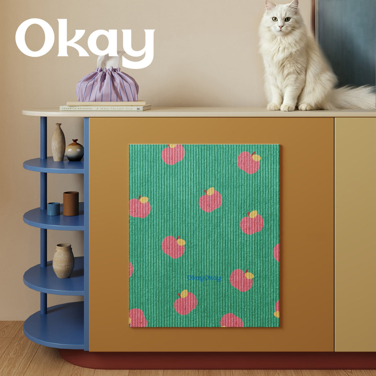 Decorative Ribbed Cotton Kitchen Tea Towel with Tomato Print