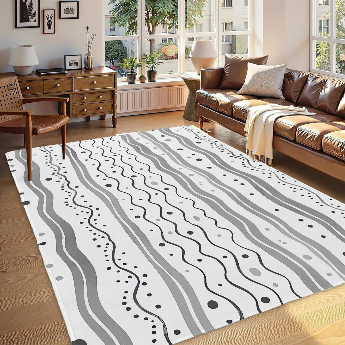 Abstract Leaf Print Teppich