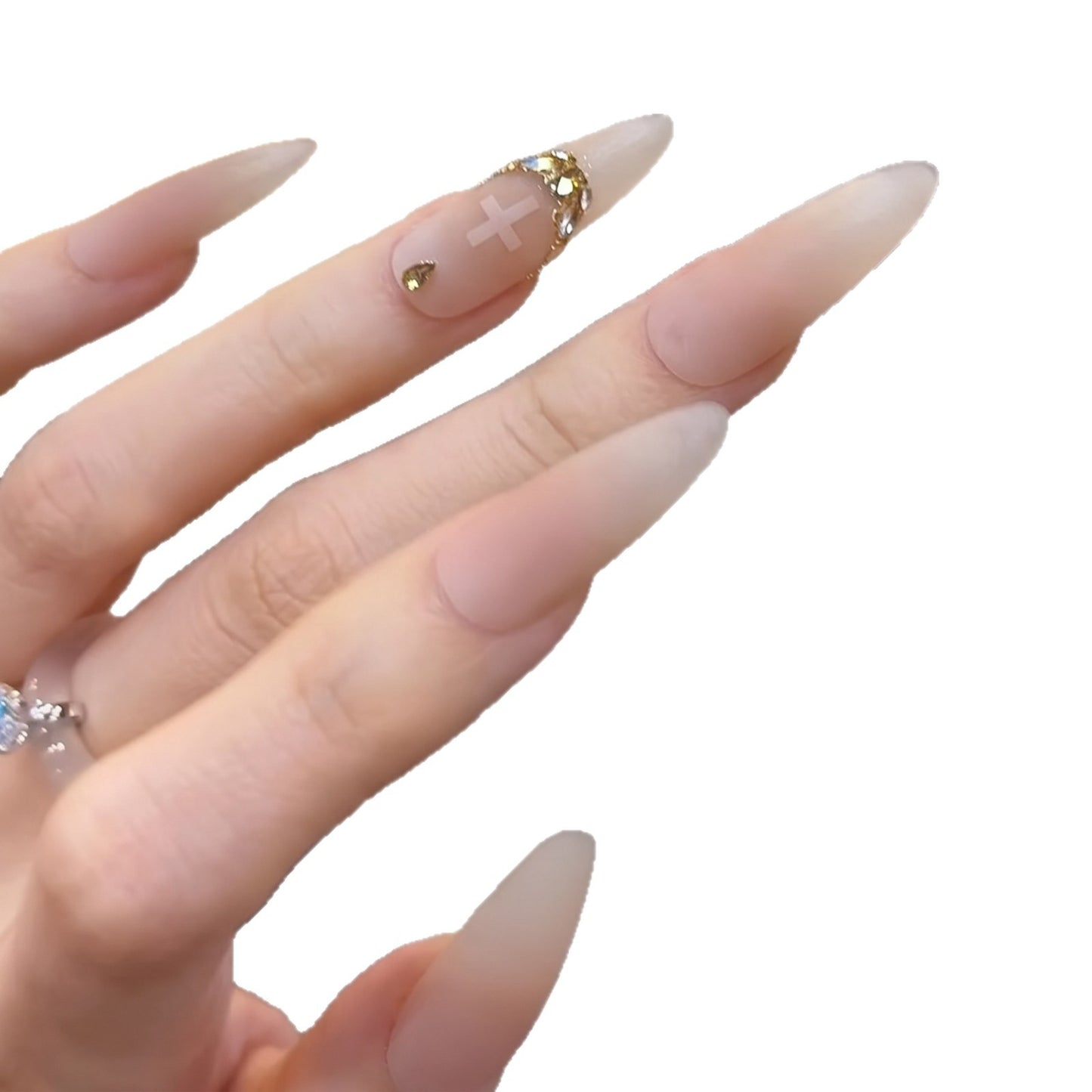 Elegantes Stiletto Press-On-Nagelkunst-Set mit Kristallakzenten Brehn