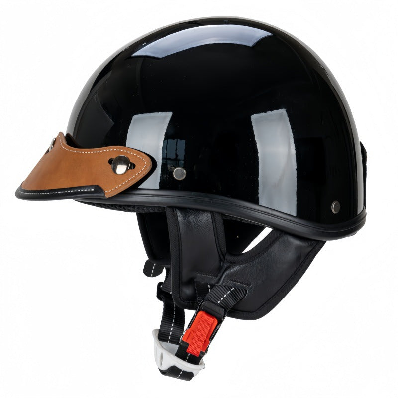 Vintage lederverkleideter Motorradhelm Brehn