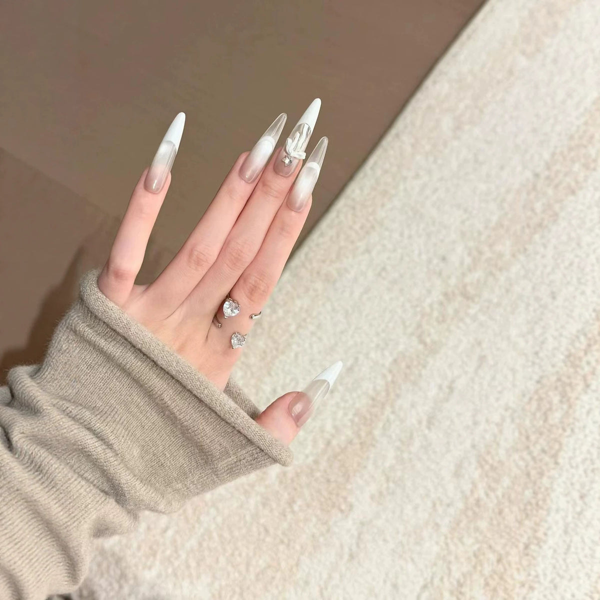 Elegante Lange Stiletto Press-On Nagelerweiterungen