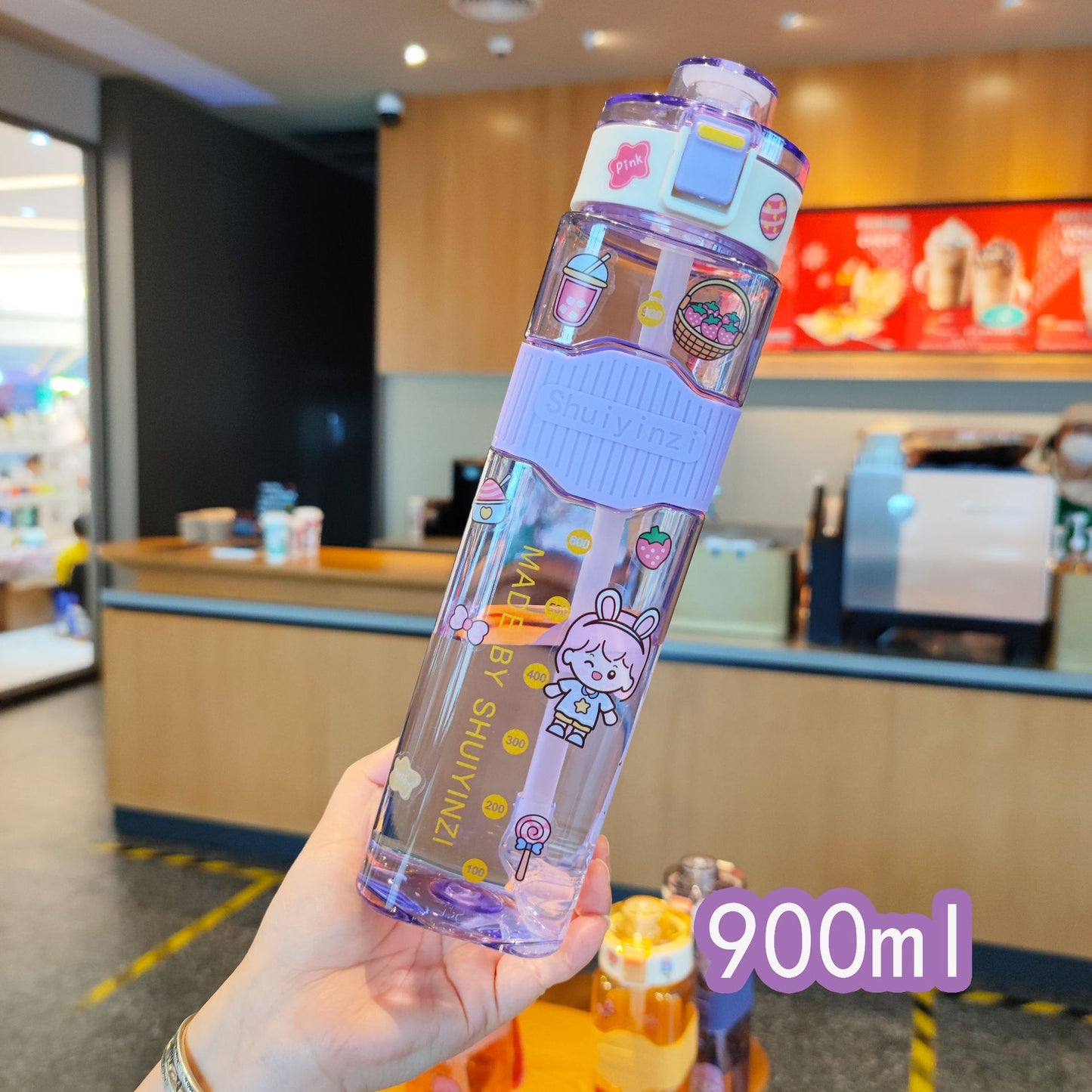 Damen kreative Trinkflasche mit innovativem Sichtfenster und Motivationsmarkierungen Brehn