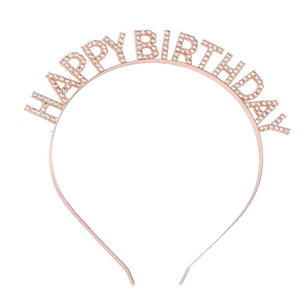 Damen Glitzernder Haarreif mit "Happy Birthday" Aufschrift Brehn