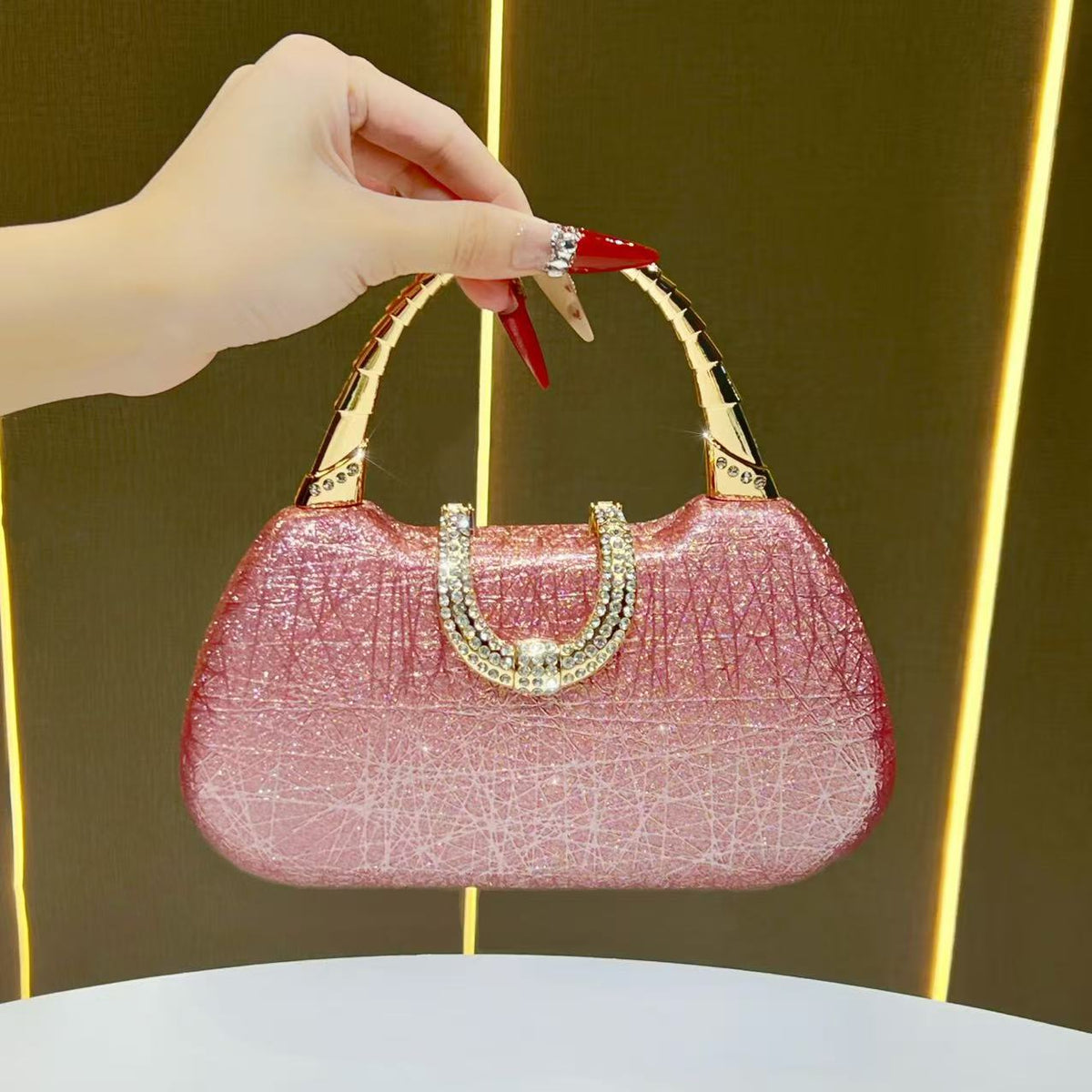Rhinestone-Detail Abendhandtasche
