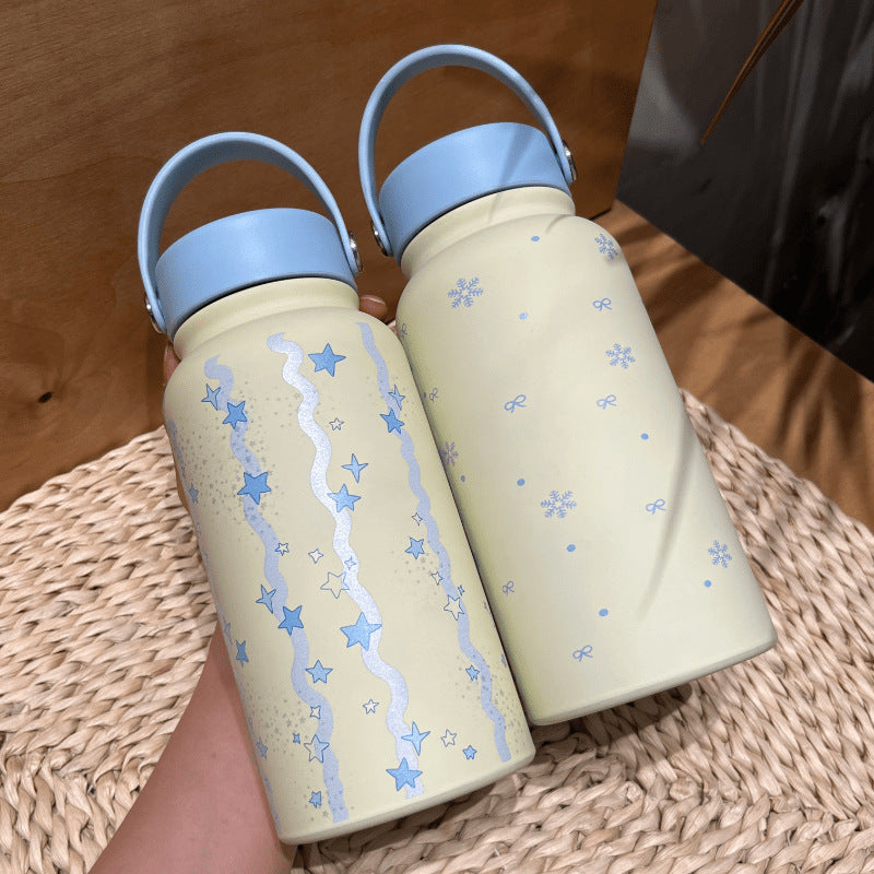 Damen Isoliertrinkflasche mit praktischem Tragegriff und fröhlichem Design Brehn