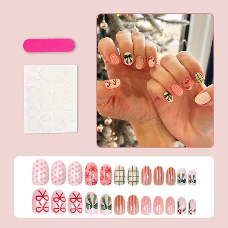 Kunstnagelset mit festlichen Schleifen- und Weihnachtsmotiven Brehn