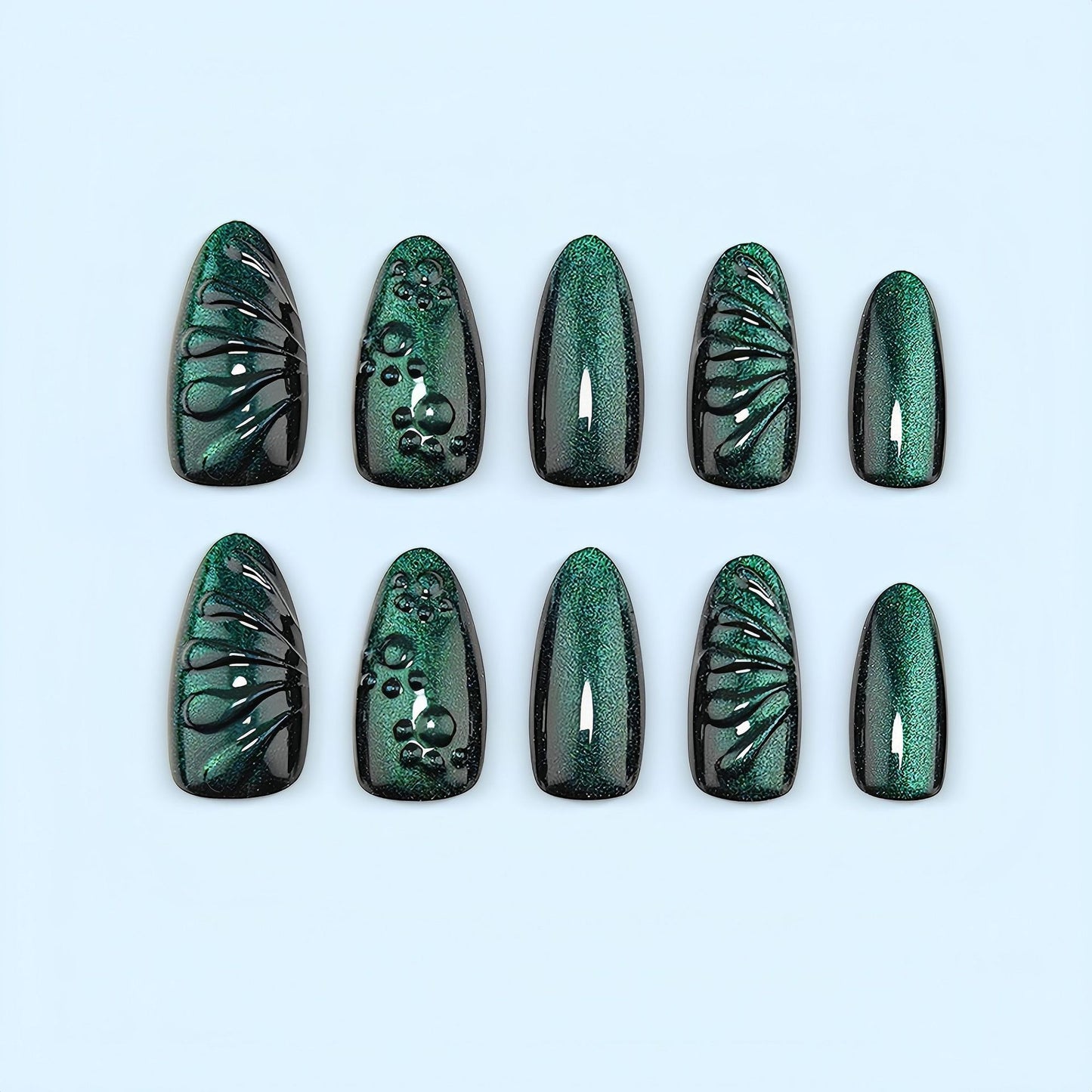 Kreatives Kunstnagelset mit stilvollen 3D-Effekten Brehn