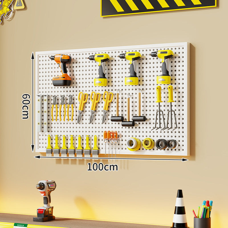 Wandmontierter perforierter Metallwerkzeug-Pegboard-Organizer mit Magnetstreifen und Mehrfachhaken
