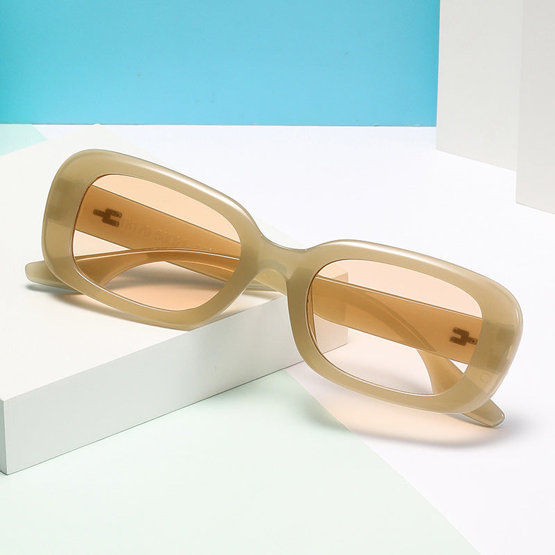 Damen modische quadratische Sonnenbrille mit breitem Rahmen und UV-Schutz Brehn