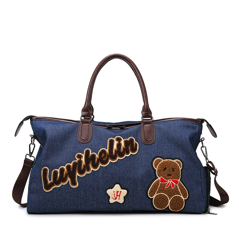 Niedliche bestickte Denim-Duffle-Tasche Brehn