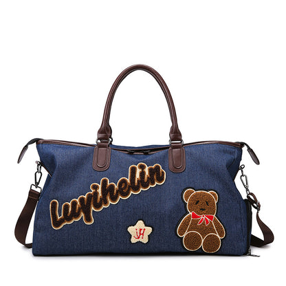 Niedliche bestickte Denim-Duffle-Tasche Brehn