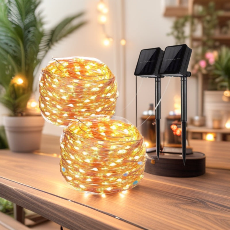 Outdoor Solar Kupferdraht Feenlichter Mit Wiederaufladbarem Batteriefach Und Erdspieß Brehn