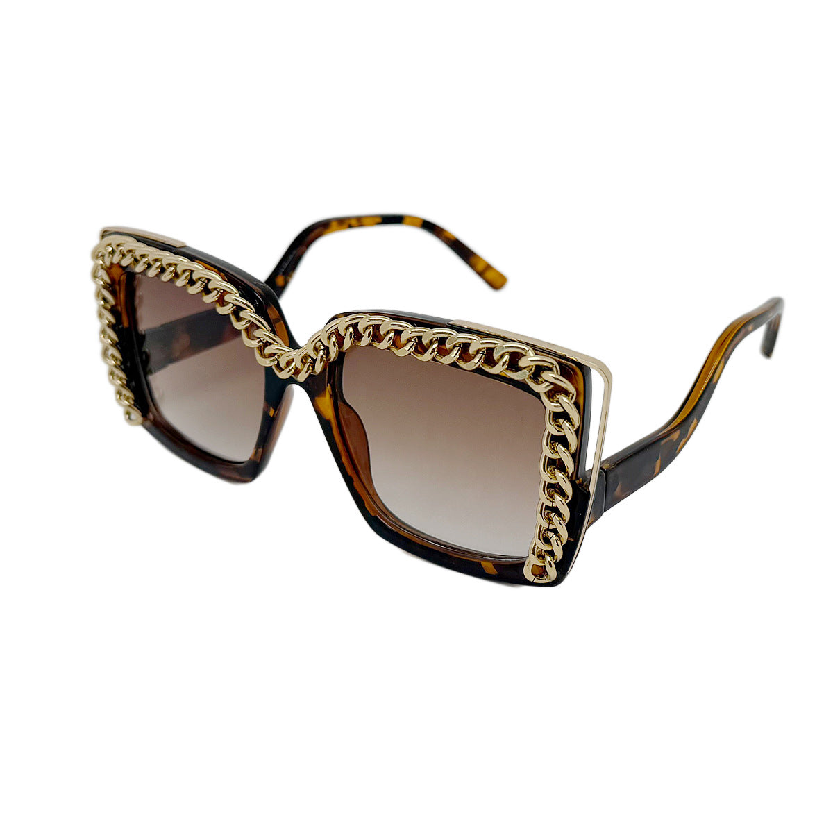 Damen modische oversized Sonnenbrille mit Kettenrahmen Brehn