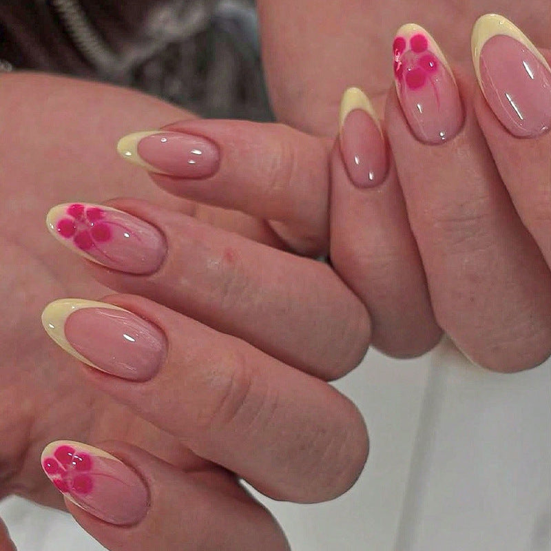 Blumenakzent Französische Spitze Press-On Nagelset Brehn