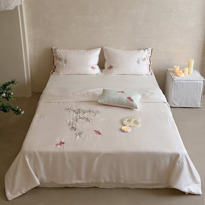 Besticktes Satin-Bettwäsche-Set mit floraler Zierstickerei und seidig-feinem Griff Brehn