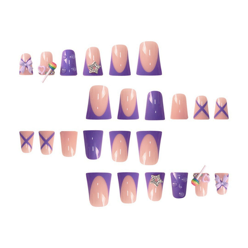 Verspieltes Glitzerndes Press-On Nagelkunst-Set Brehn