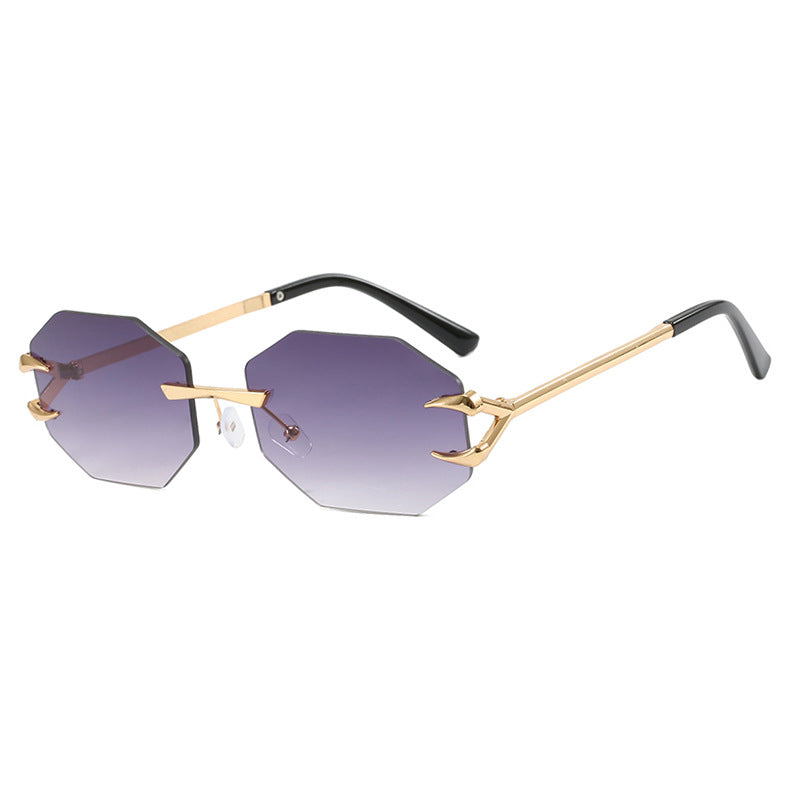 Damen geometrische Sonnenbrille mit modernem Metallrahmen Brehn