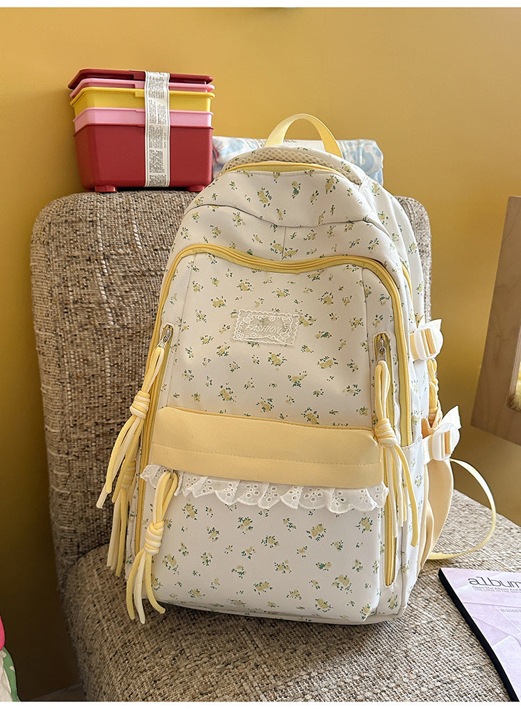 Blumenmuster Schulrucksack