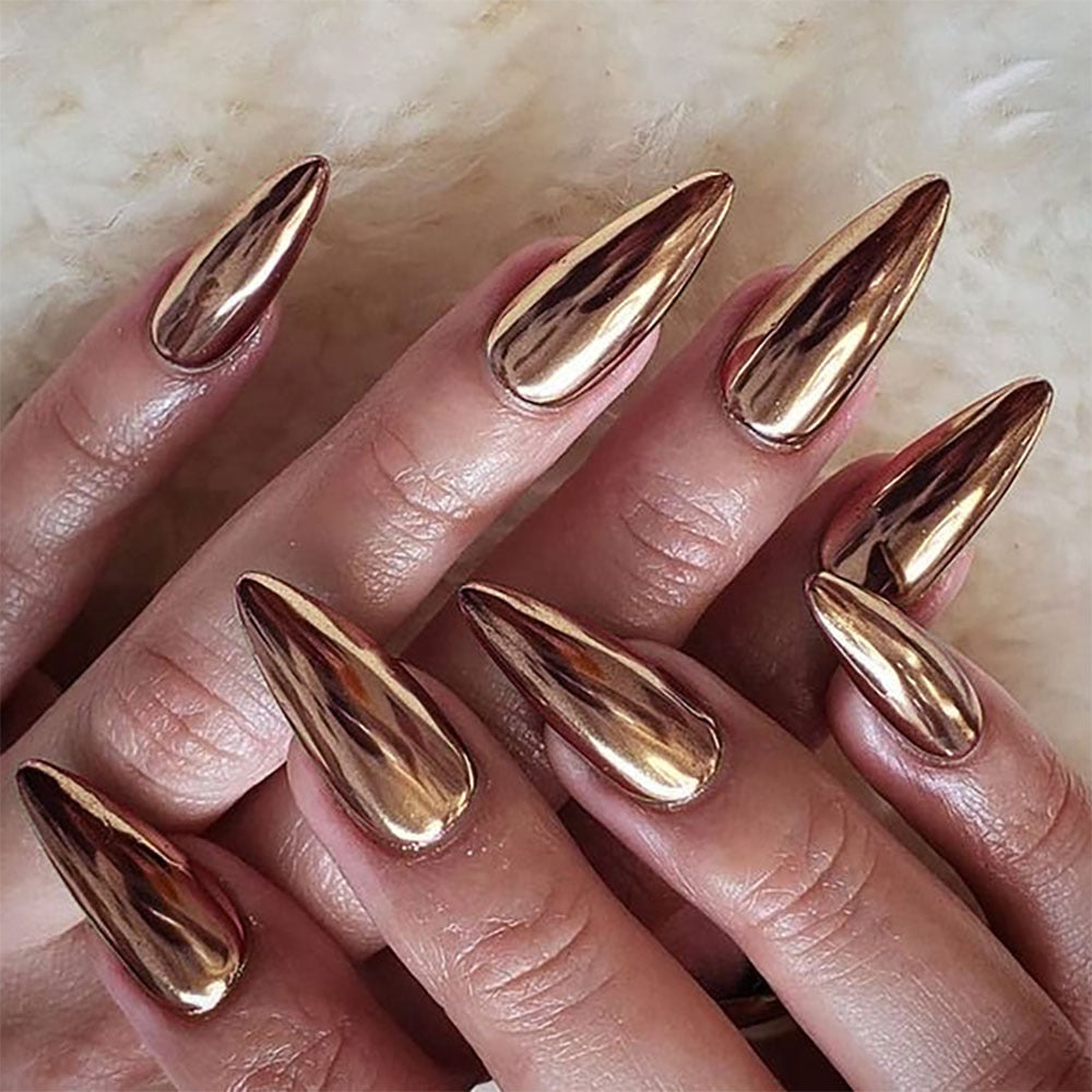 Metallic Stiletto Press-On Nails Brehn