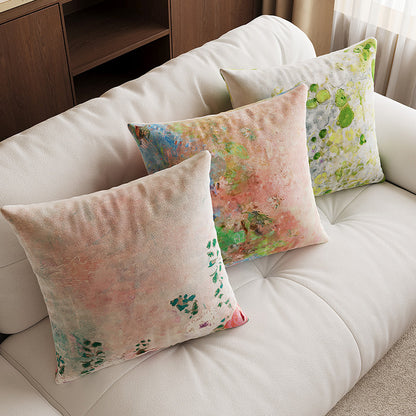 Abstract Textured Impressionist Velvet Throw Pillow Cover