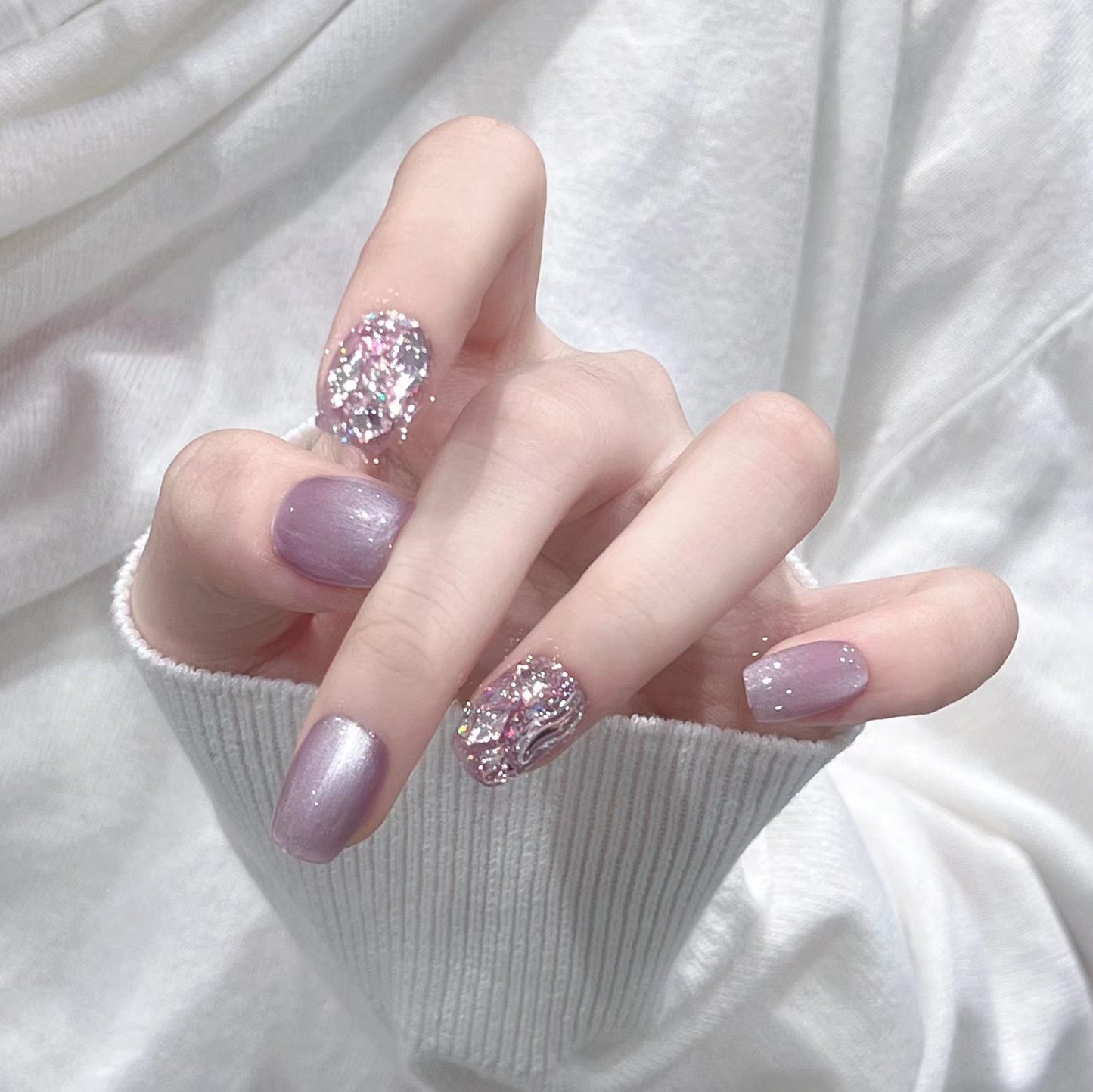 Glitzernde mit Strass verzierte Press-On Nägel Brehn