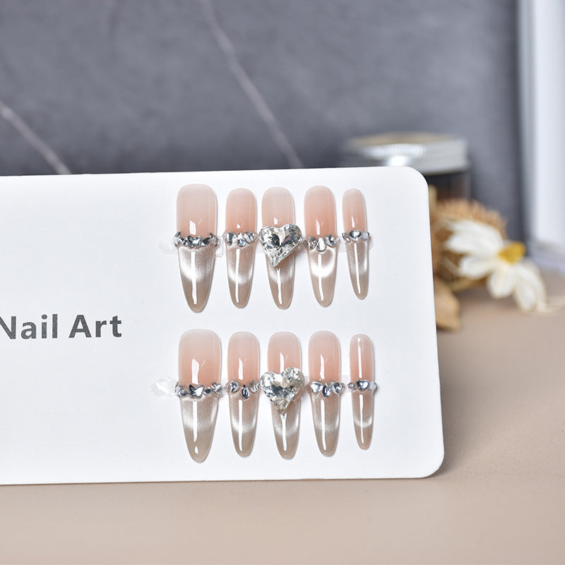 Glamouröse mit Kristallen verzierte Stiletto Press-On Nägel Brehn