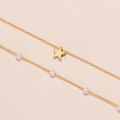 Schichtige Perle und Stern Charm Halskette Brehn