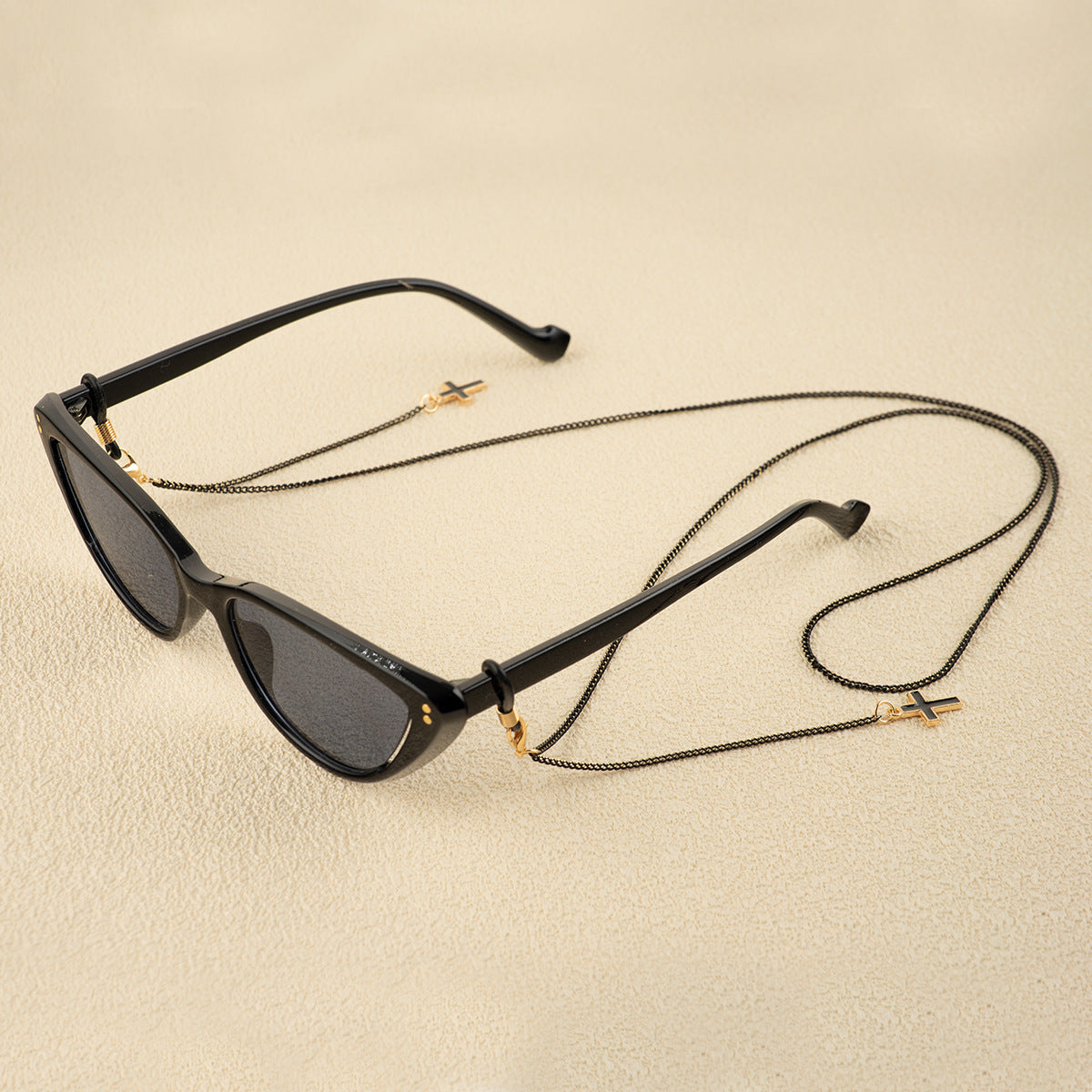 Stylische Perlen Kreuz Anhänger Brille Kette Brehn