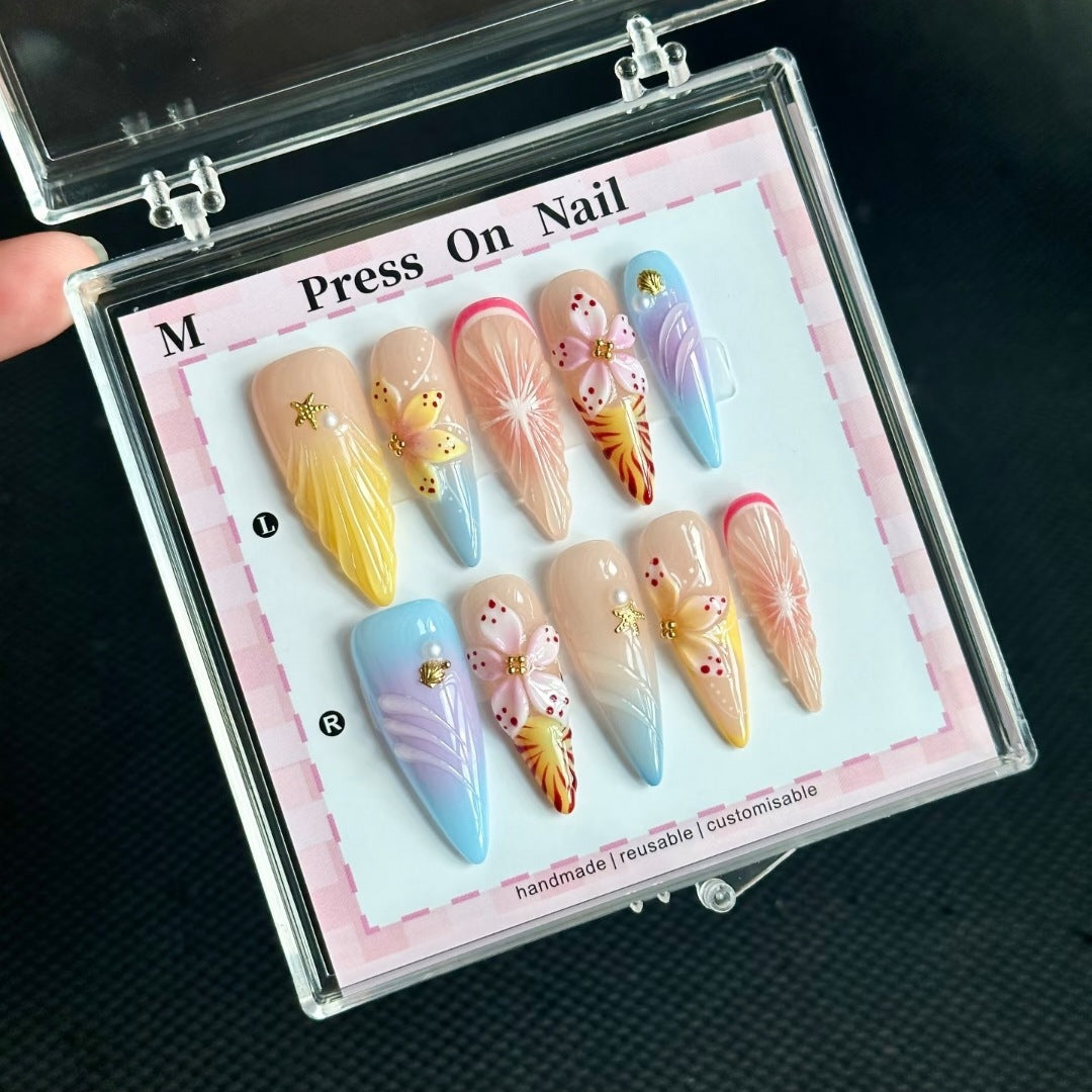 Künstlerisches Floral Press-On Nagelset  1791772905