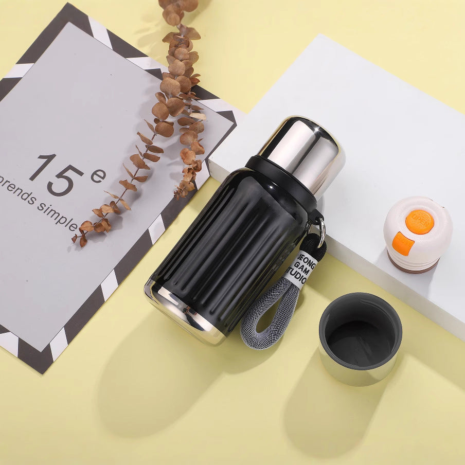 Unisex nan doppelwandige Isolierflasche mit Einhand-Sicherheitsverschluss und abnehmbarem Trinkbecher Brehn