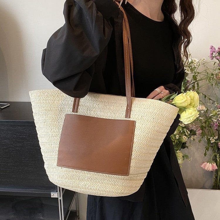 Geräumige Makramee Tragetasche mit Eleganter Lederakzent Brehn
