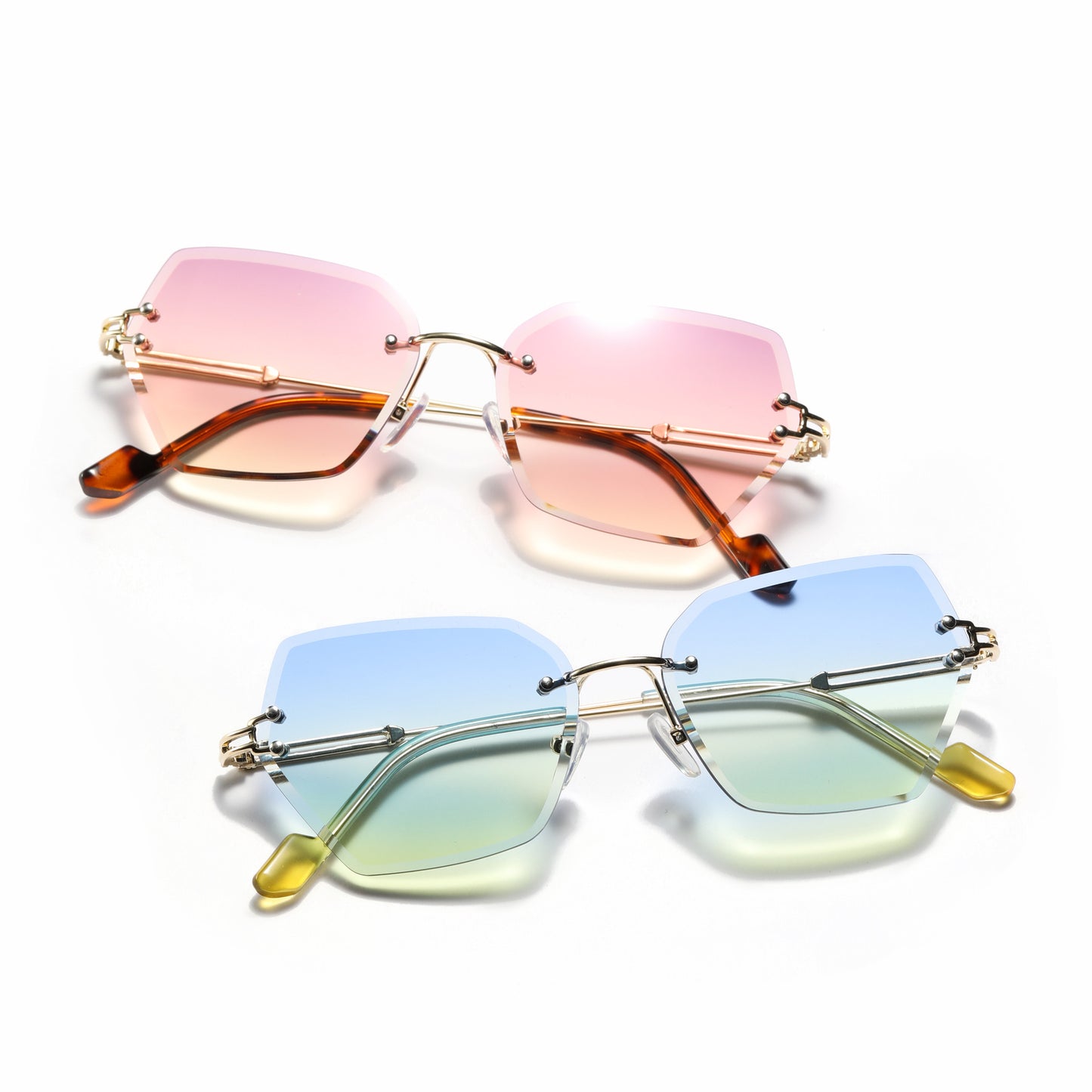 Damen moderne Sonnenbrille mit stilvollem sechseckigem Rahmen Brehn