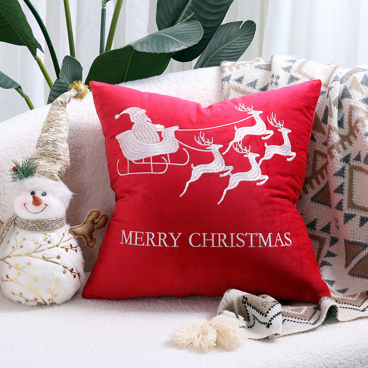 Dekoratives Weihnachts-Wurfkissen mit Hirschsilhouette