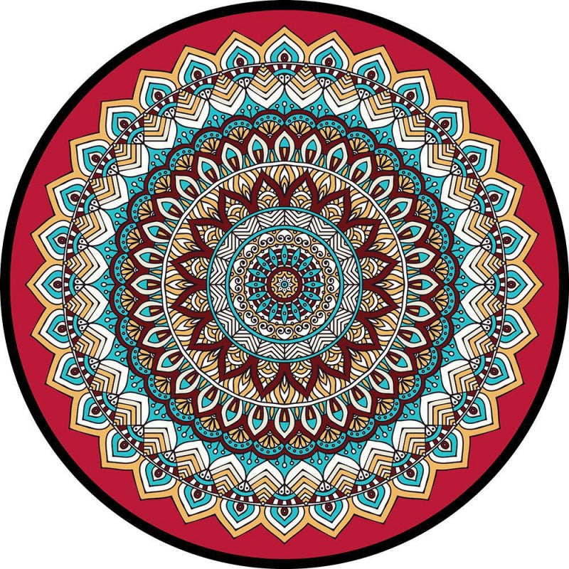 Kreisförmiger Vintage Blumenbereichsteppich Brehn