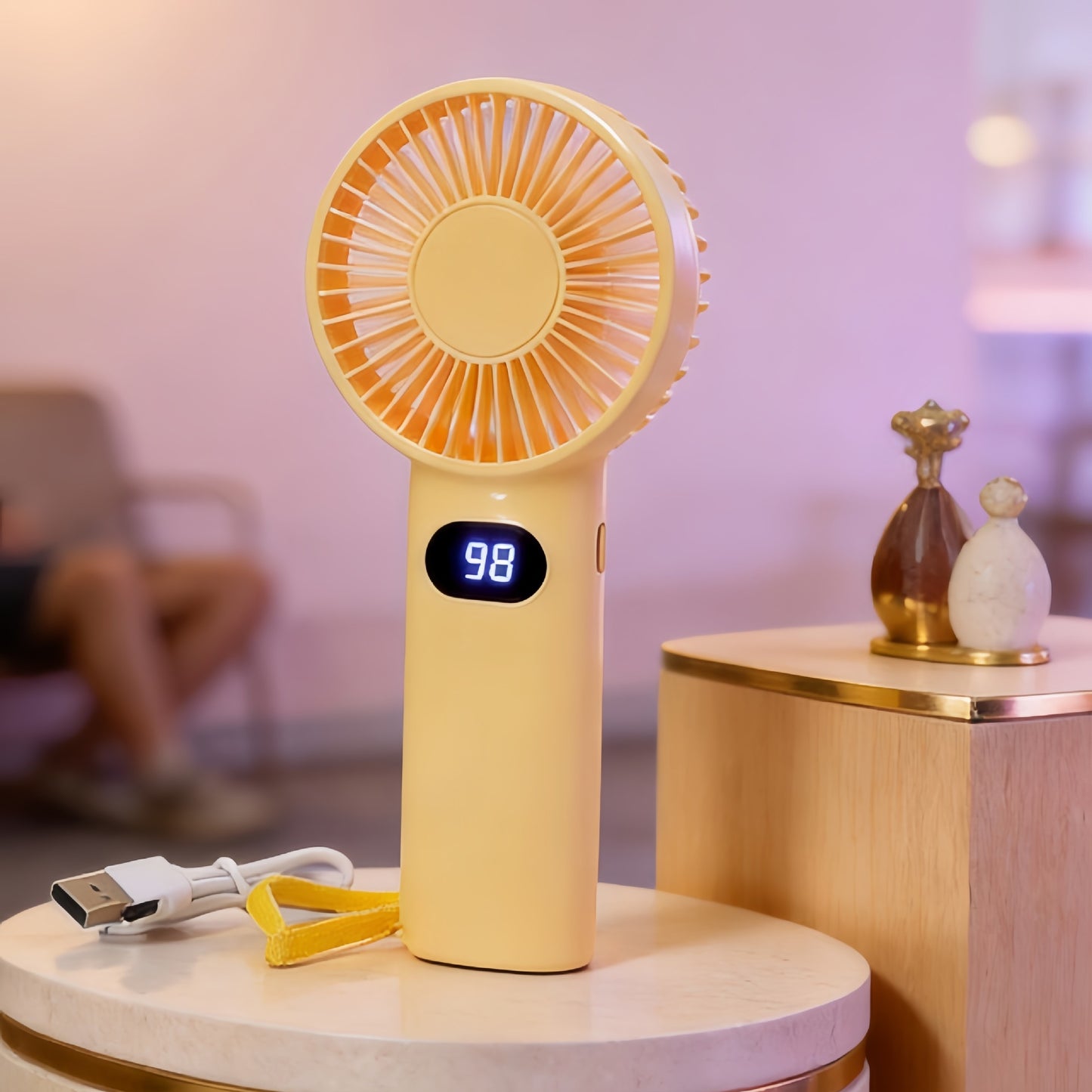 Damen Tragbarer Mini-Handventilator mit LCD-Anzeige Brehn