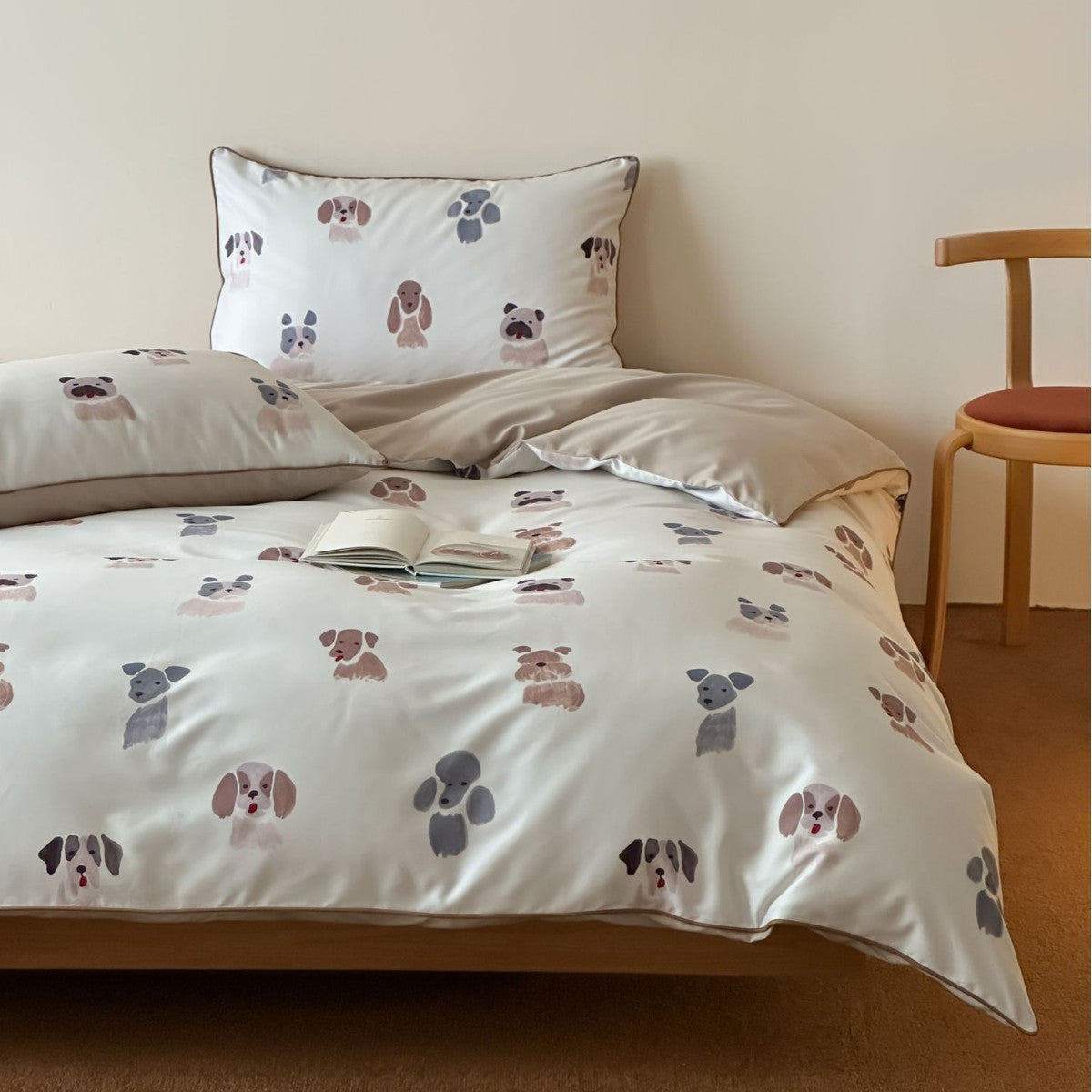 Bettbezug-Set aus Baumwollsatin mit Boho-Ethno-Muster und Wendefunktion