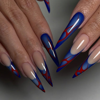 Kunstvolle Stiletto-Nägel mit farbenfrohen Designs und kreativen Akzenten Brehn