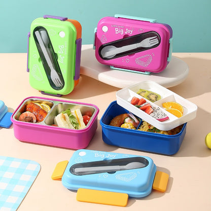Mehrfachfächer-Lunchbox mit integrierten Besteck