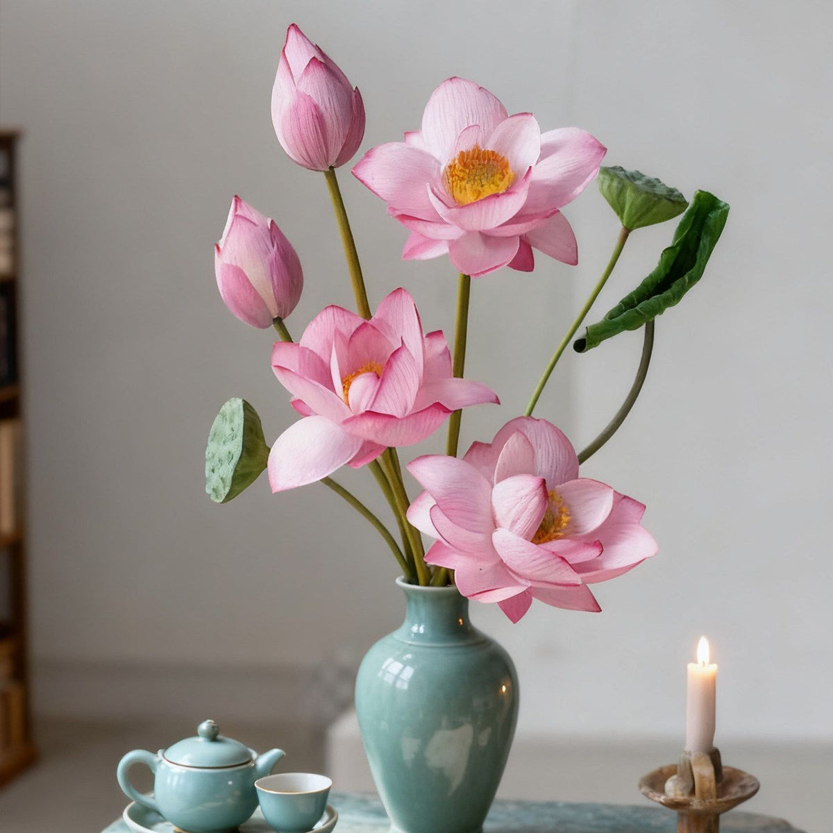 Realistische Lotusblumenarrangement