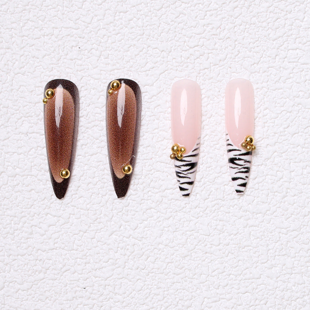 Künstlerische Stiletto Press-On Nägel Brehn