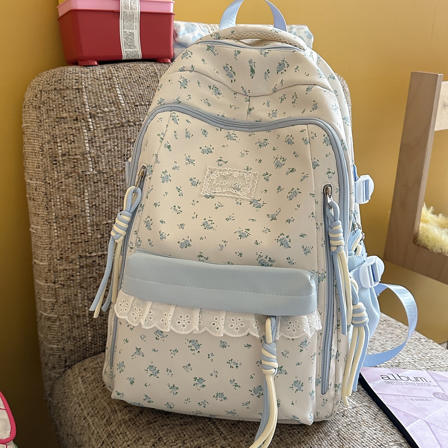 Elegante Floral-Print Multi-Compartment Schulranzen